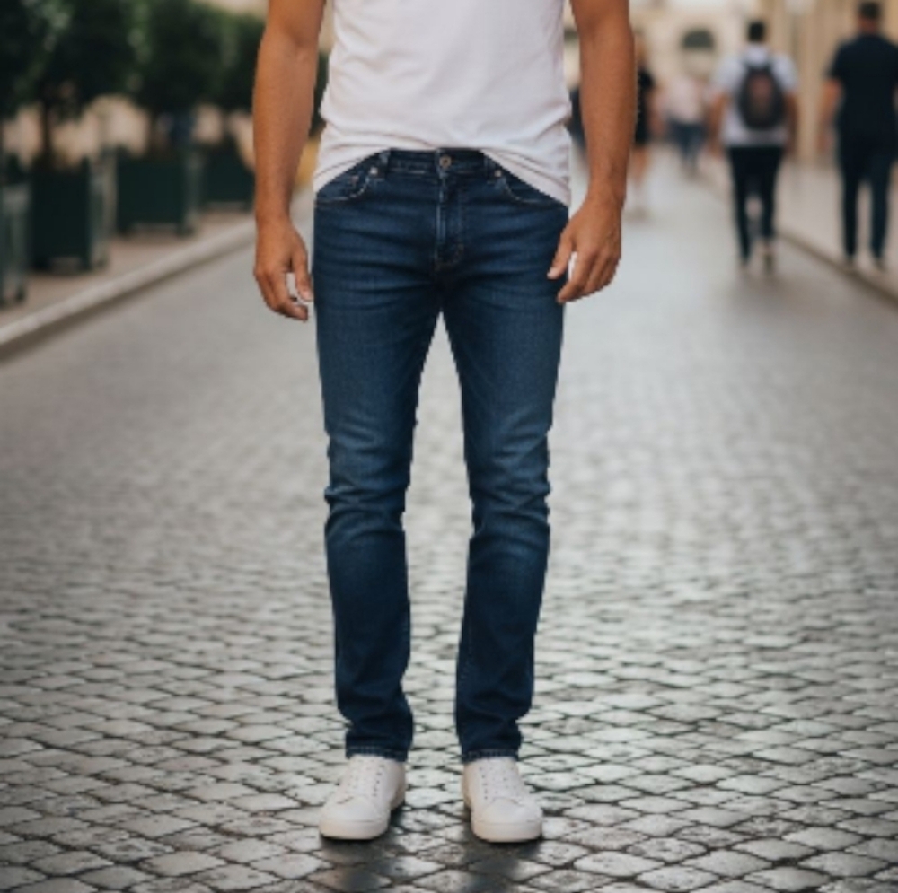 Men's Slim Straight Dark Blue Jeans